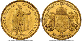 Franz Joseph I gold 20 Korona 1904-KB MS60 NGC, Kremnica mint, KM486. HID09801242017 © 2024 Heritage Auctions | All Rights Reserved