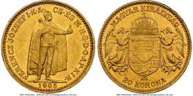 Franz Joseph I gold 20 Korona 1905-KB AU58 NGC, Kremnica mint, KM486. HID09801242017 © 2024 Heritage Auctions | All Rights Reserved