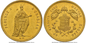Franz Joseph I gold Ducat 1868-KB MS61 NGC, Kremnitz mint, KM448.1, Fr-238, H-2107. Pretty definition to the devices, draped in an illuminated, amber-...