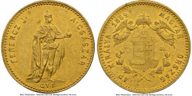 Franz Joseph I gold Ducat 1869-GYF AU58 NGC, Karlsburg mint, KM448.2, Fr-238, H-2108. A lovely lemon-gold patina drapes this issue that comes to us on...
