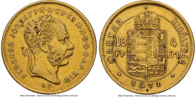 Franz Joseph I gold 4 Forint-10 Francs 1871-KB XF40 NGC, Kremnitz mint, KM454.2, Fr-246, H-2119. HID09801242017 © 2024 Heritage Auctions | All Rights ...