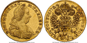 Maria Theresa gold Ducat 1778/7 H-S UNC Details (Reverse Scratched) NGC, Karlsburg mint (in Transylvania), KM646, Fr-544. The only example certified a...