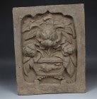 Chinese, Song dynasty temple tile with chrysanthemums