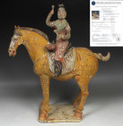 Chinese, Tang dynasty statuette of a horse with musician with Thermoluminescence test (TL)