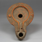 Roman factory oil lamp with makers mark, Type Buchi X a