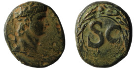 Nero. (54-68 AD). Æ Bronze. Syria. Antioch. Obv: laureate bust of Nero right. Rev: SC in laurel-wreath. artificial sandpatina. 20mm, 6,73g