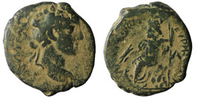 Commodus. (177-192 AD). Bronze Æ. Cyrrhestica. Cyrrhus. Obv: laureate bust of Commodus right. Rev: Zeus Kataibates holding thunderbolt seated left. ar...