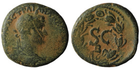 Hadrian. (117-138 AD). Æ Bronze. Syria. Antioch. Obv: laureate bust of Hadrian right. Rev: SC in laurel-wreath. artificial sandpatina. 20mm, 5,65g