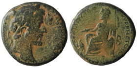 Antoninus Pius. (138-161 AD). Bronze Æ. Cyrrhestica. Cyrrhus. Obv: laureate bust of Antoninus Pius right. Rev: Zeus Kataibates holding thunderbolt sea...