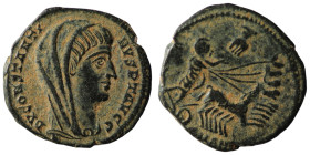 Divus Constantinus I. (337-340 AD). Æ Follis. Antioch. Obv: DV CONSTANTINVS PT AVGG. veiled bust of Constantinus I. right. Rev: Quadriga right. artifi...