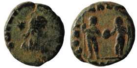 Theodosius II. (402-450 AD). Æ Follis. Uncertain mint. artificial sandpatina. 14mm, 2,15g