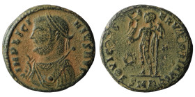Licinius I. (317-320 AD). Follis. Cyzicus. Obv: IMP LICINIVS AVG. draped bust of Licinius holding scepter left. Rev: IOVI CONSERVATORI AVGG. Jupiter s...