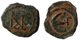 Justinius II. (565-578 AD). Pentanummium. artificial sandpatina. 16mm, 1,54g