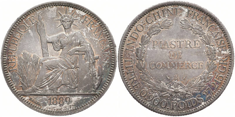 FRANKREICH INDOCHINA
 Piastre 1889 A, Paris. Lec. 270; Gad 34; KM 5; Dav. 251. ...