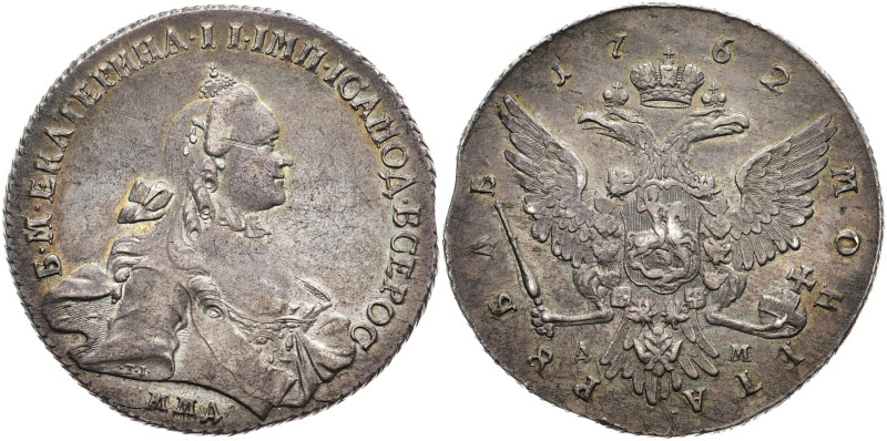 RUSSLAND GROSSFUERSTENTUM / KAISERREICH
Katharina II., 1762 - 1796. Rubel 1762 ...