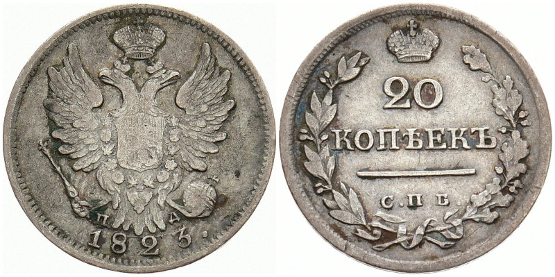 RUSSLAND GROSSFUERSTENTUM / KAISERREICH
Alexander I., 1801 - 1825. 20 Kopeken 1...