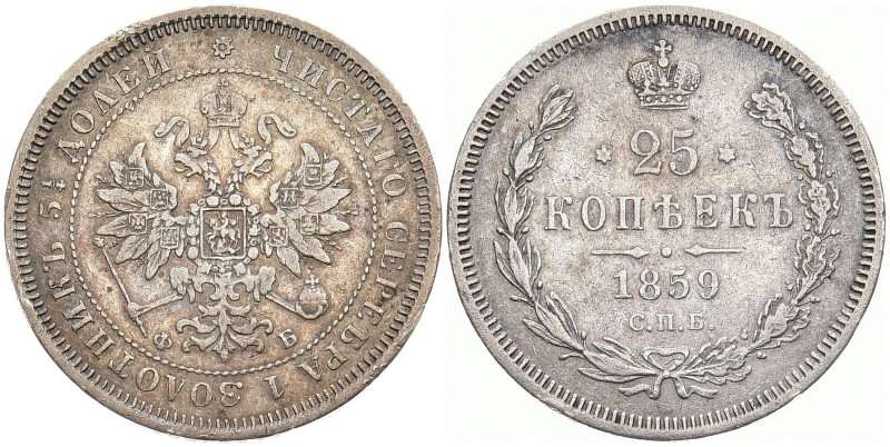 RUSSLAND GROSSFUERSTENTUM / KAISERREICH
Alexander II., 1855 - 1881. 25 Kopeken ...