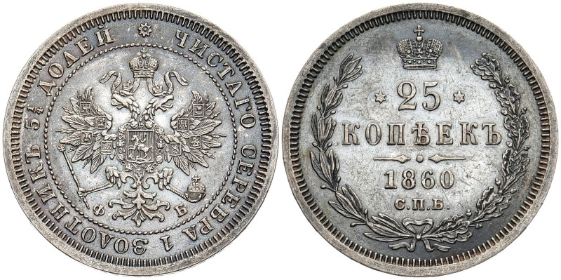 RUSSLAND GROSSFUERSTENTUM / KAISERREICH
Alexander II., 1855 - 1881. 25 Kopeken ...