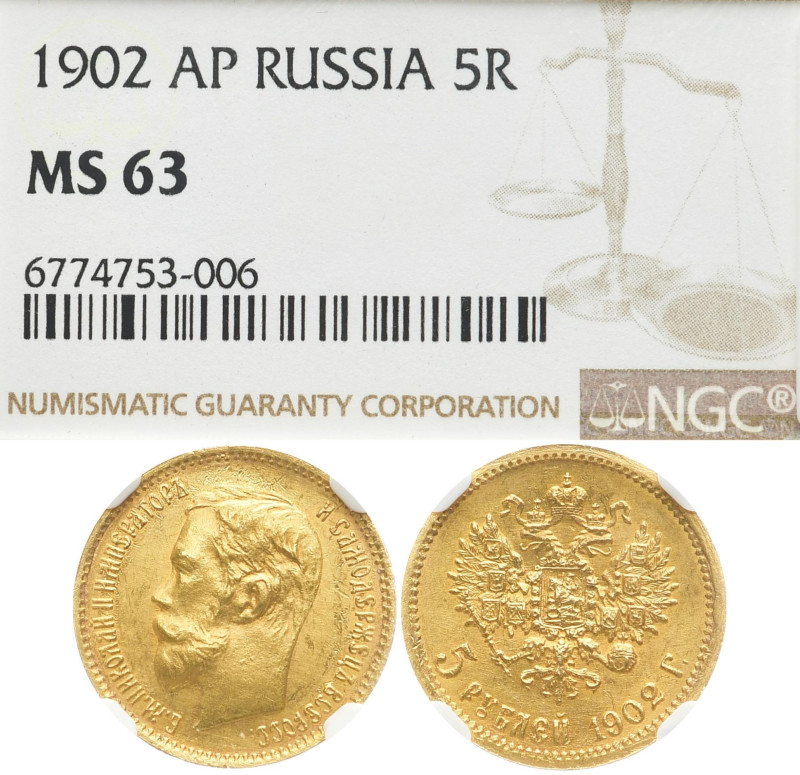 RUSSLAND GROSSFUERSTENTUM / KAISERREICH
Nikolaus II., 1894 - 1917. 5 Rubel 1902...