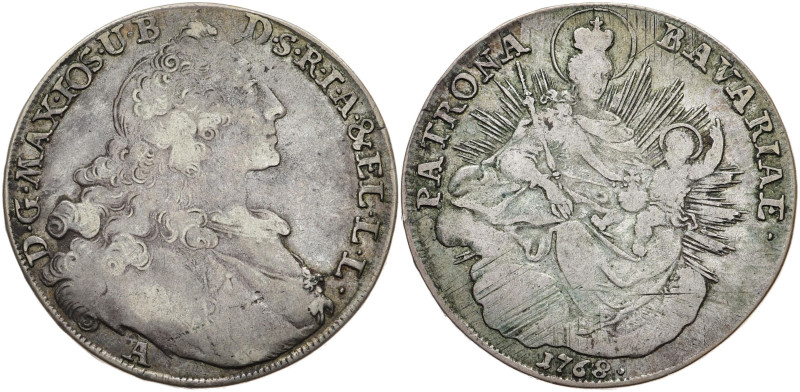 BAYERN
Maximilian III. Josef, 1745 - 1777. Konventionstaler 1768 A, Amberg. Hah...