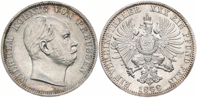 BRANDENBURG / PREUSSEN
Wilhelm I., 1861 - 1888. Vereinstaler 1868 A. Thun 270; ...