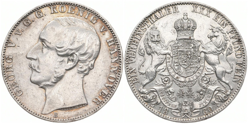 BRAUNSCHWEIG - CALENBERG - HANNOVER
Georg V. 1851-1866. Vereinstaler 1860 B. Da...