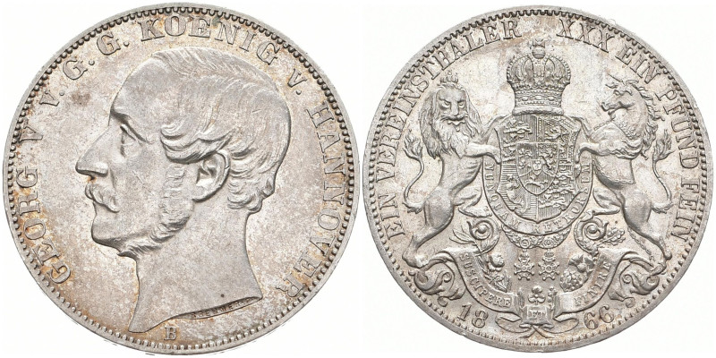 BRAUNSCHWEIG - CALENBERG - HANNOVER
Georg V. 1851-1866. Vereinstaler 1866 B. Da...