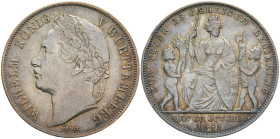 WÜRTTEMBERG
Wilhelm I., 1816 - 1864. Gulden 1841, Stuttgart. Auf das 25. Regierungsjubiläum. AKS 123; J. 74. 10.55 g. Feine Patina, sehr schön