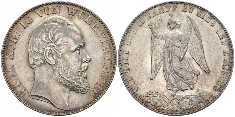 WÜRTTEMBERG
Karl, 1864 - 1891. Siegestaler 1871. Thun 443; AKS 132; J. 86; Kahn...