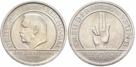 WEIMARER REPUBLIK
 5 Mark 1929 A. Hindenburg. J. 341. 25.10 g. Vorzüglich +