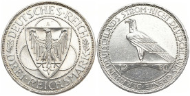 WEIMARER REPUBLIK
 3 Mark 1930 A. Rheinlandräumung. J. 345. 14.96 g. Min. gereinigt, vorzüglich