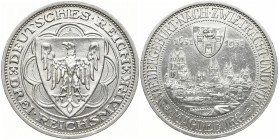 WEIMARER REPUBLIK
 3 Mark 1931 A. Magdeburg. J. 347. 15.17 g. Min. gereinigt, vorzüglich