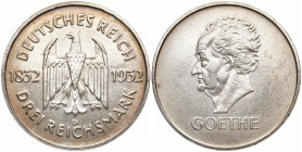 WEIMARER REPUBLIK
 3 Mark 1932 D. Goethe. J. 350. 14.99 g. Bearbeitet, sehr schön