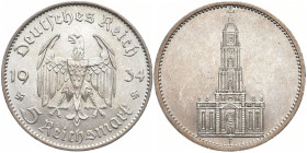 DRITTES REICH
 5 Reichsmark 1934 F. Garnisonkirche ohne Datum. J. 357. 13.84 g. Vorzüglich