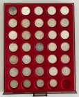 DRITTES REICH
 5 Reichsmark 1936-1939, (30x) und 2 Reichsmark 1937-1938 (4x). 395 g Feinsilber. J. 367 (30x) und 366 (4x).. 34 Stück. Sehr schön-vorz...
