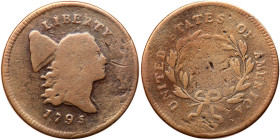 1795 Liberty Cap Half Cent. Plain edge, punctuated date. AG3