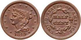 1849 Coronet Head Half Cent. AXF