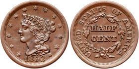 1853 Coronet Head Half Cent. XF