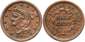 1854 Coronet Head Half Cent. XF