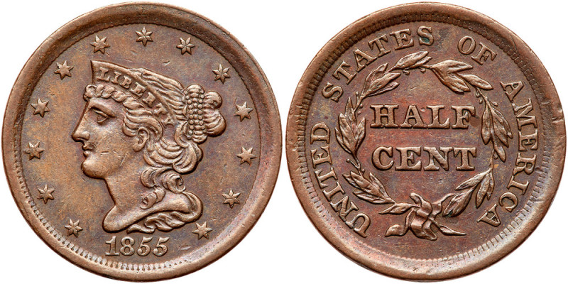 1855 Coronet Head Half Cent. XF

1855. Extremely Fine. Well struck, glossy red...