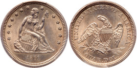 1861 Liberty Seated Quarter Dollar. PCGS MS62