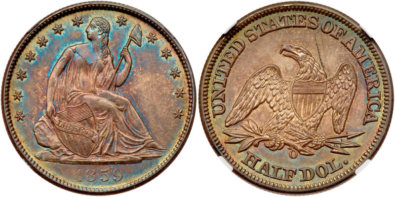 1859-O Liberty Seated Half Dollar. NGC MS65

1859-O. NGC graded MS-65+. A gorg...