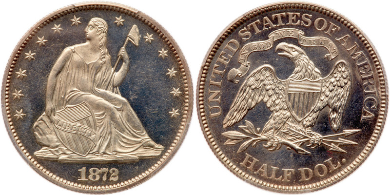 1872 Liberty Seated Half Dollar. PCGS PF63

1872. PCGS graded Proof 63 Cameo. ...