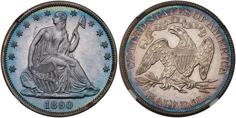 1890 Liberty Seated Half Dollar. NGC PF65

1890. NGC graded Proof 65. A boldly...
