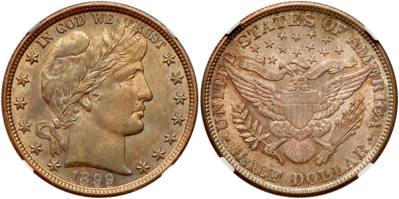 1899 Barber Half Dollar. NGC MS65

1899. NGC graded MS-65+. A boldly struck ge...