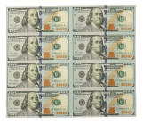 $100 Series 2009-A. An eight note uncut sheet
