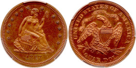 1867 Pattern Quarter Dollar. Copper, reeded edge. PCGS PF65