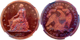 1870 Pattern Silver Dollar. Copper, reeded edge. NGC PF65*