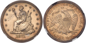 1871 Pattern Quarter Dollar. Silver, reeded edge. NGC PF64