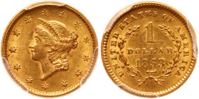 1853 $1 Gold Liberty. PCGS AU58